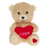 Ursuleț de Plus, Model &quot;Love&quot;, Culoare Maro și Roșu, &Icirc;nălțime 15cm, Oem
