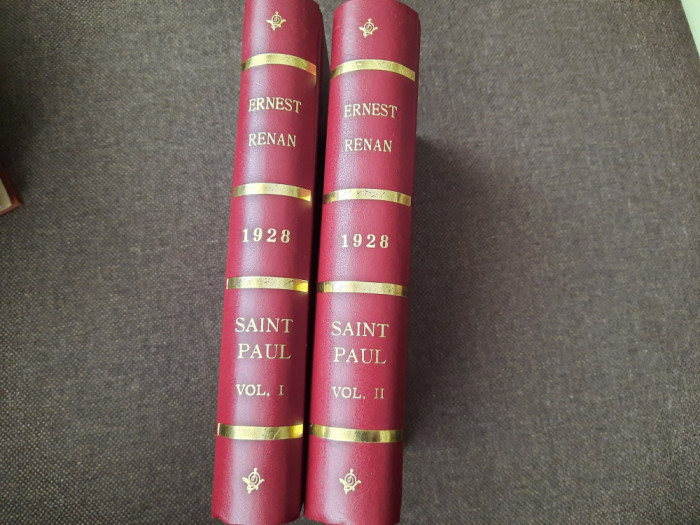 SAINT PAUL par ERNEST RENAN , VOLUMELE I - II , 1928 LEGATE DE LUX