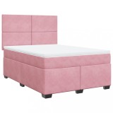 Cumpara ieftin Pat box spring cu saltea, roz, 160x200 cm, catifea