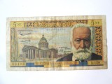 Rara! Franta 5 Nouveaux Francs 1964 Victor Hugo,bancnota din imagini
