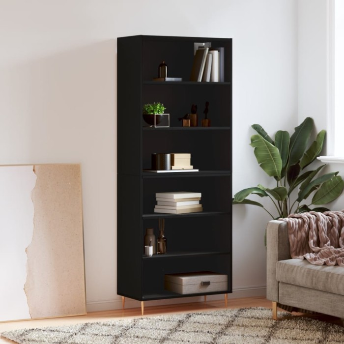vidaXL Dulap &icirc;nalt, negru, 69,5x32,5x180 cm, lemn prelucrat