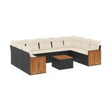 Cumpara ieftin Set canapele de gradina cu perne, 10 piese, negru, poliratan
