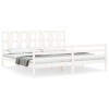 Cadru de pat cu tablie Super King Size, alb, lemn masiv