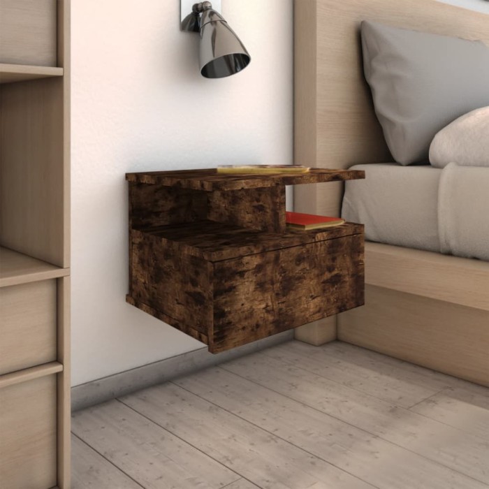Gossi noptiere plutitoare 2 buc. stejar fumuriu 40x31x27 cm lemn