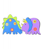 Autocolant sticker decorativ de perete model dinozaur, violet si albastru, Oem