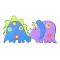 Autocolant sticker decorativ de perete model dinozaur, violet si albastru
