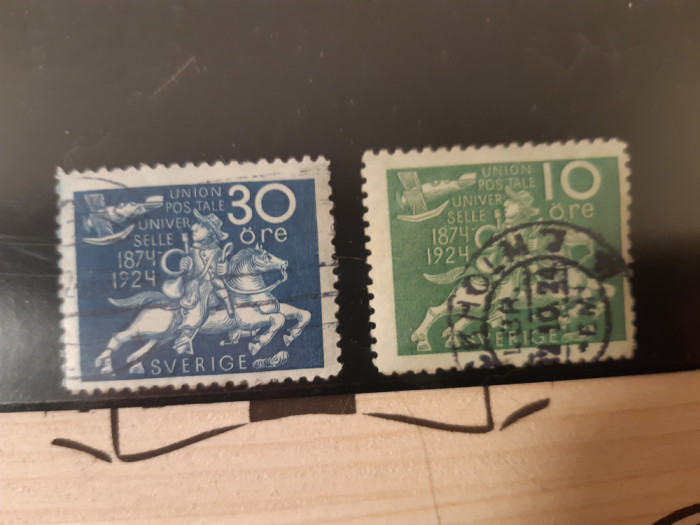 Suedia -2valori UPU 1924 cota 38 Eur