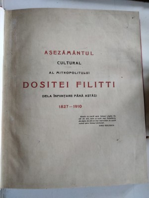 Asezamantul cultural Dositei Filitti anul 1910 foto