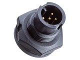 Conector circular IP67 tată cu 3 pini, aurit, pentru montare pe panou