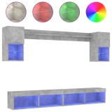 Cumpara ieftin Unitati TV de perete cu LED-uri 6 piese gri beton lemn compozit