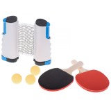 Set tenis de masa, 2 palete, 3 mingi ping pong, fileu retractabil