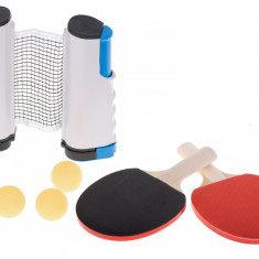 Set tenis de masa, 2 palete, 3 mingi ping pong, fileu retractabil