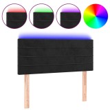 Cumpara ieftin Tablie de pat cu LED, negru, 90x5x78/88 cm, catifea