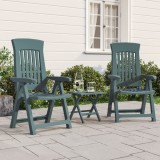 Set 2 Scaune Gradina Rabatabile vidaXL, Verde, Polipropilena, Reglabile 4 Pozitii, Pliabile, 58x61 cm, Max 110 kg