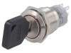 Comutator cu Cheie ONPOW 3PST, Montaj &Oslash;19mm, Otel Inoxidabil, IP40