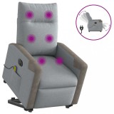 vidaXL Fotoliu electric masaj rabatabil cu ridicare, gri &icirc;nchis textil
