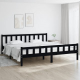 VidaXL Cadru de pat Super King, negru, 180x200 cm, lemn masiv