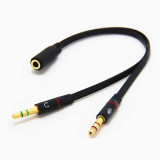Spliter Audio jack 3.5mm 2 tata la 1 mama, cablu (microfon + audio)