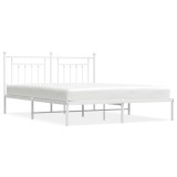 Cumpara ieftin Cadru de pat metalic cu tablie, alb, 160x200 cm