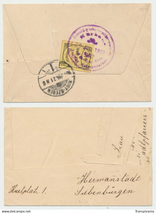 Posta locala Paltinis Hohe Rinne timbru 4 h din 1900 pe fragment plic early date