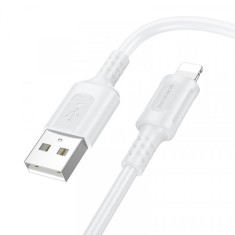 Cablu Date si Incarcare USB-A - Lightning Borofone BX111 Feliz, 18W, 1m, Alb