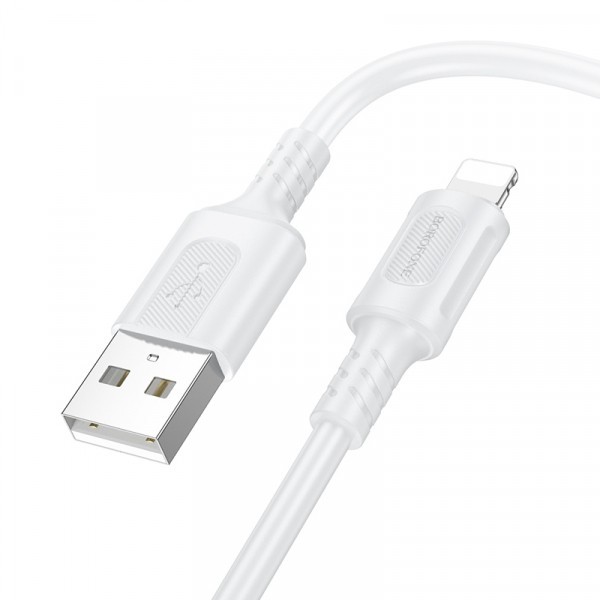 Cablu Date si Incarcare USB-A - Lightning Borofone BX111 Feliz, 18W, 1m, Alb