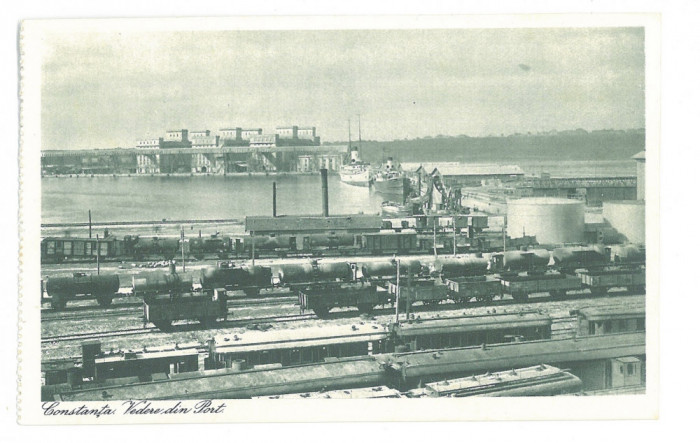 375 - CONSTANTA, Silozurile, ships, train, Romania - old postcard - unused