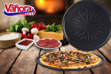 Tava perforata pentru pizza Vanora, &Oslash;32 cm, otel carbon, negru