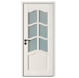 Usa de interior din lemn cu geam, BestImp 013-88-E, stanga / dreapta, crem, 88 x 203 cm