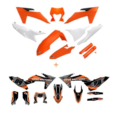 Kit carene KTM 2024 culoare OEM UFO + Grafica personalizata CADOU foto