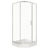 Cabină de duș solidă RPS 90 curbată cu o singură ușă și tavă de duș