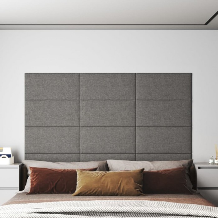 vidaXL Panouri de perete 12 buc. gri deschis 60x30 cm textil 2,16 m&sup2; 343845