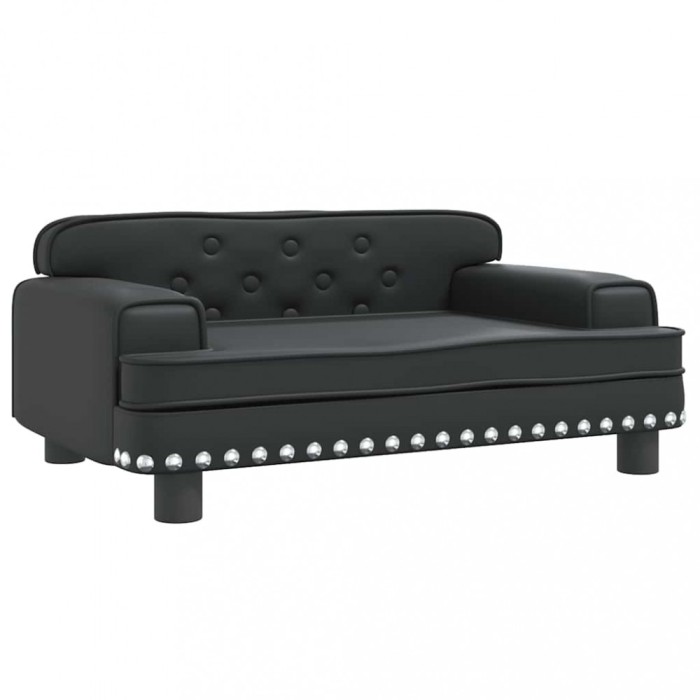 Canapea pentru copii, negru, 70x45x30 cm, piele ecologica