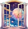 Sticker decorativ, Galaxie, Multicolor, 60 cm, 8236ST-5, Oem