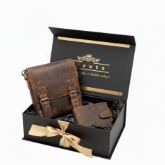 Set Cadou pentru Barbati: Borseta Eleganta GreenWood&reg; Aden si Portofel GreenDeed&reg;