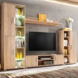 vidaXL Mobilă de perete cu spațiu TV, iluminare LED, stejar sonoma