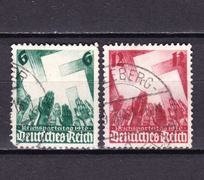 ✅ (S44) Germania Reich 1936 - &quot;Ziua Partidului - NSDAP &quot; ,serie Mi.632/633 , stampilate