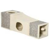 PawHut Tunel Pliabil pentru Pisici cu Căsuțe și Zg&acirc;r&acirc;ietori, Jucării cu Minge de Pluș și Sisal, 98x30x30 cm, Alb Crem | Aosom Romania