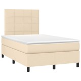 Cumpara ieftin Pat continental cu saltea, crem, 120x190 cm, textil
