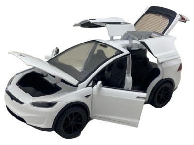 Macheta metal Tesla X alba, sunet, lumini, deschide usile 1:28 foto