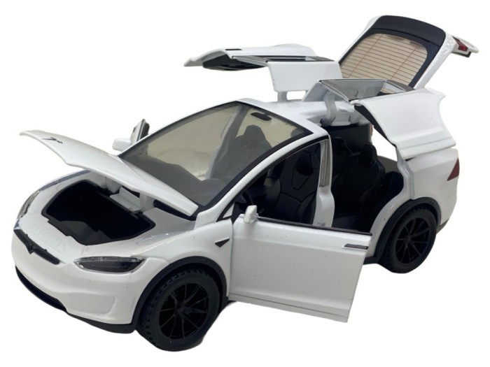 Macheta metal Tesla X alba, sunet, lumini, deschide usile 1:28