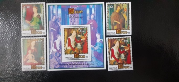 Niue-Craciun 1992-arta,pictura Memling -serie si colita nestampilate MNH(W 2)
