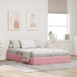 vidaXL Pat cu storage cu saltea cu headboard Roz 140 x 200 cm Catifea 3370105