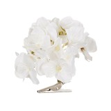 Floare decorativa artificiala, Hortensie cu clips, alb, ATU-084165, Oem