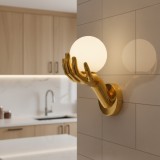 Aplica decorativa de perete MANO, auriu, 15x30 cm, sticla si rasina, 1xG9
