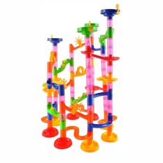 Pista cu 30 de bile, 105 piese, aspect 3D, multicolor, 35x40 cm