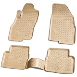 Set de 4 covorase bej cauciuc 3D stil tavita premium pentru Fiat Grande Punto 199 2005-2018, Recambo