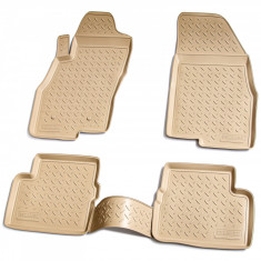 Set de 4 covorase bej cauciuc 3D stil tavita premium pentru Fiat Grande Punto 199 2005-2018