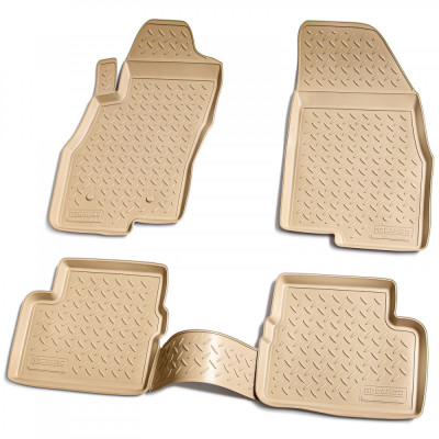 Set de 4 covorase bej cauciuc 3D stil tavita premium pentru Fiat Grande Punto 199 2005-2018 foto