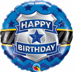 Balon Folie 45 cm Happy Birthday Badge, Qualatex 85909 foto